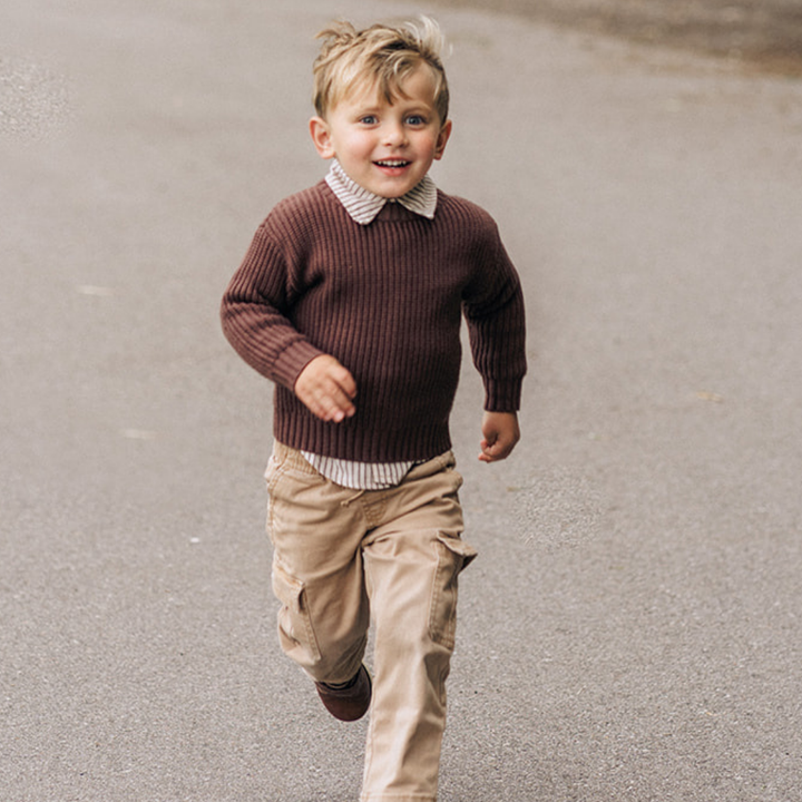 Chocolate Brown Knit Pullover Sweater- Child