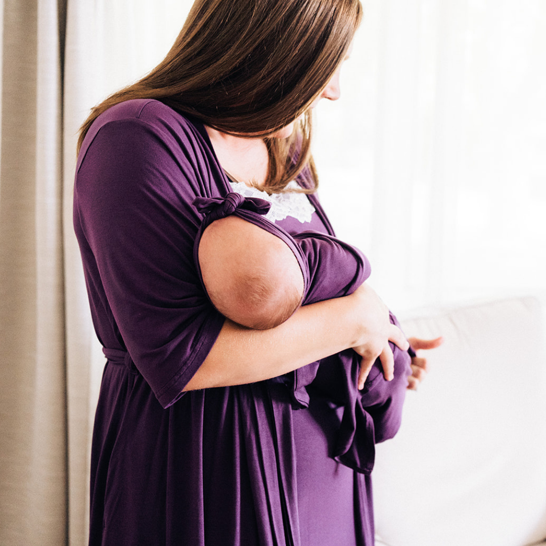 Deep Purple Maternity Delivery Gown & Matching Swaddle