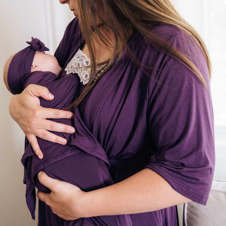 Deep Purple Maternity Delivery Gown & Matching Swaddle
