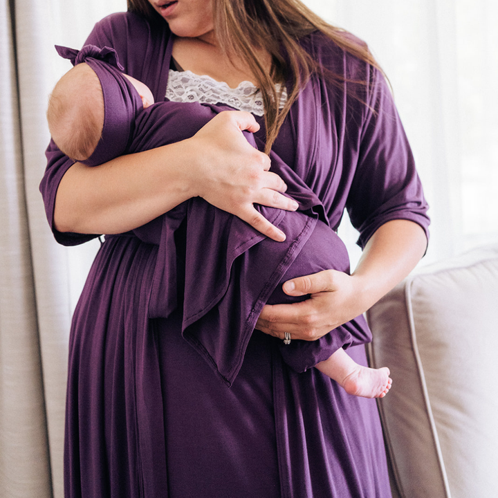 Deep Purple Maternity Delivery Gown & Matching Swaddle