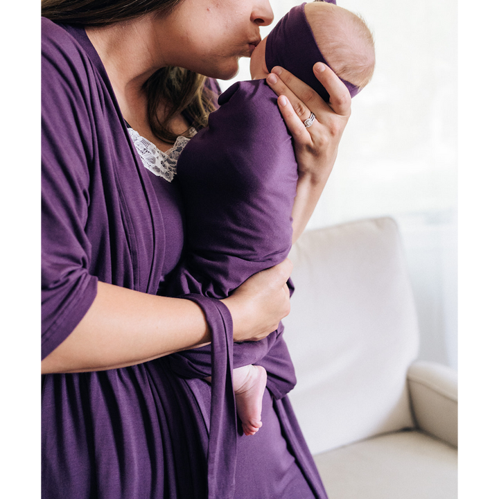 Deep Purple Maternity Delivery Gown & Matching Swaddle