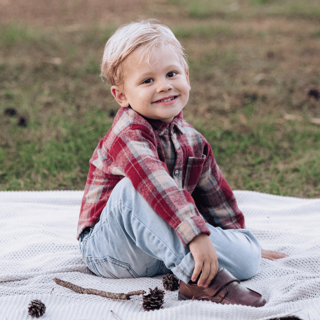 Red Cozy Flannel- Boy's - HAHA MAMA Clothing