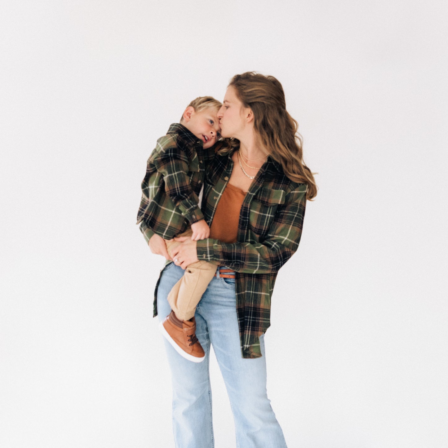Lightweight Green Flannel- Adult & Son