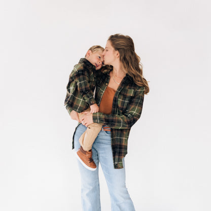 Lightweight Green Flannel- Adult & Son