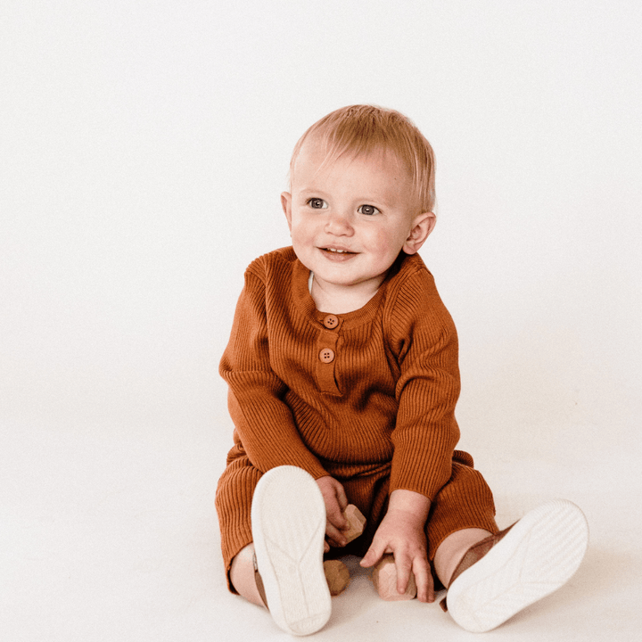 Camel Knit Long Sleeve Bodysuit - Infant - HAHA MAMA Clothing