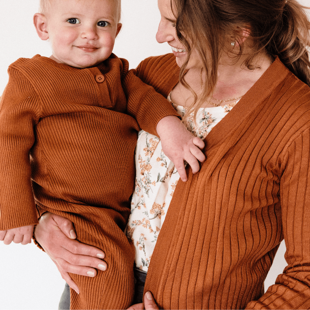Camel Knit Long Sleeve Bodysuit - Infant - HAHA MAMA Clothing