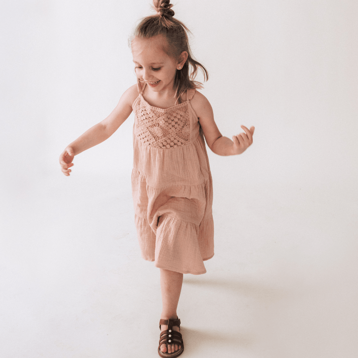 Dusty Rose Crochet Mommy & Me Dress - Child - HAHA MAMA Clothing