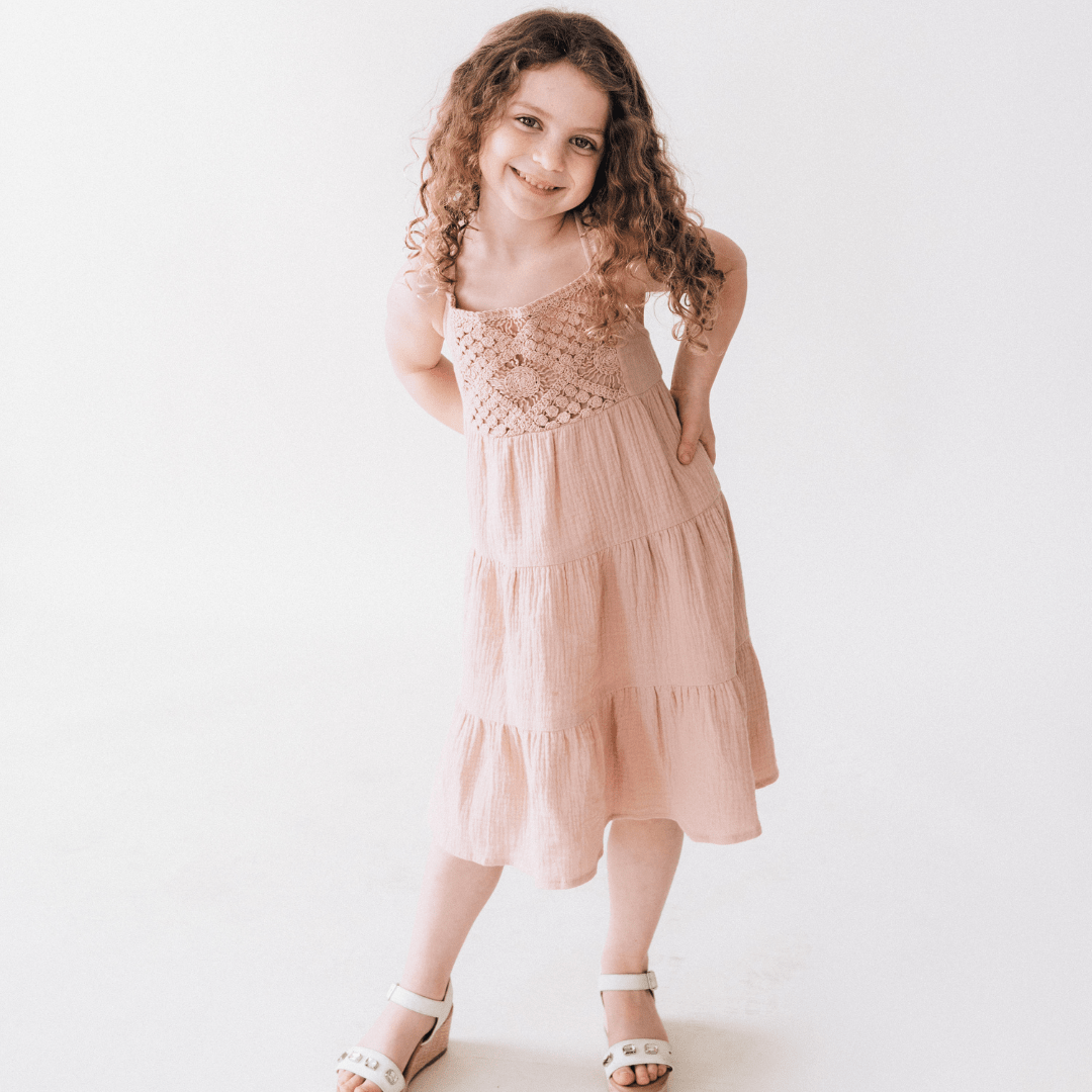 Dusty Rose Crochet Mommy & Me Dress - Child - HAHA MAMA Clothing