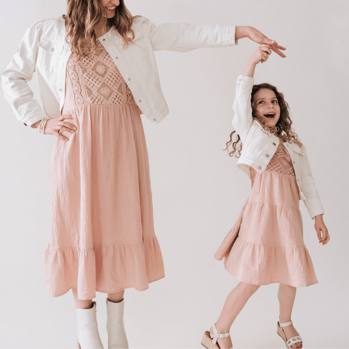 Ivory Cropped Denim Jacket - Child - HAHA MAMA Clothing