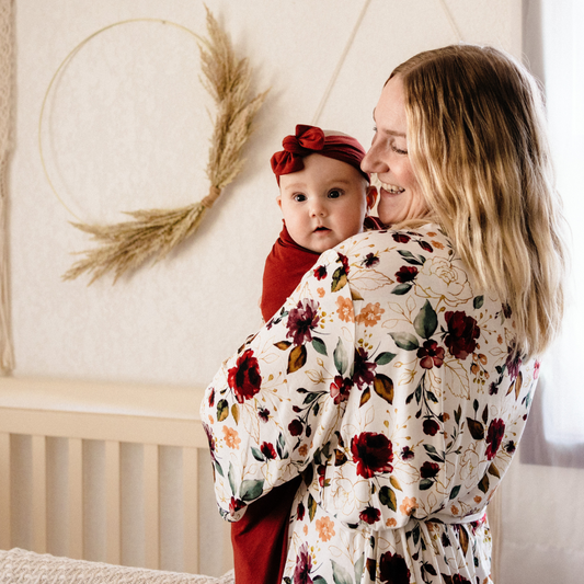 Red Rose Maternity Delivery Gown & Red Brick Swaddle