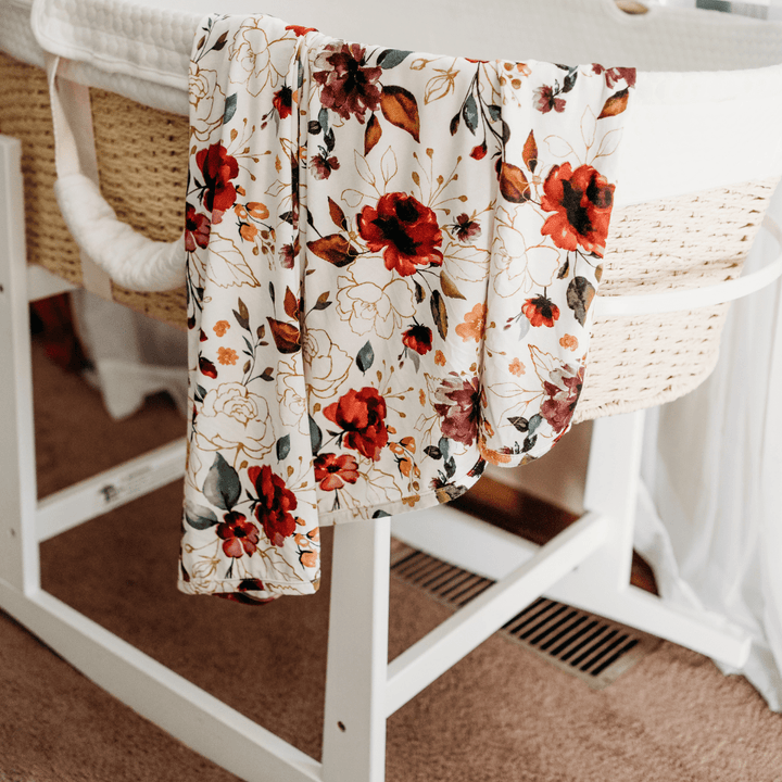 Red Rose Maternity Delivery Gown & Matching Swaddle - HAHA MAMA Clothing