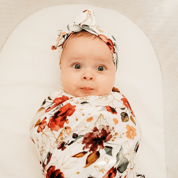 Red Rose Maternity Delivery Gown & Matching Swaddle - HAHA MAMA Clothing