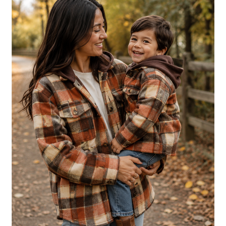 Brown & Rust Plaid Flannel - Adult