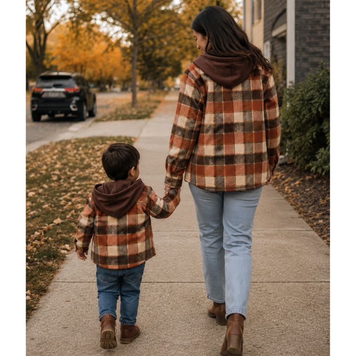 Brown & Rust Plaid Flannel - Adult