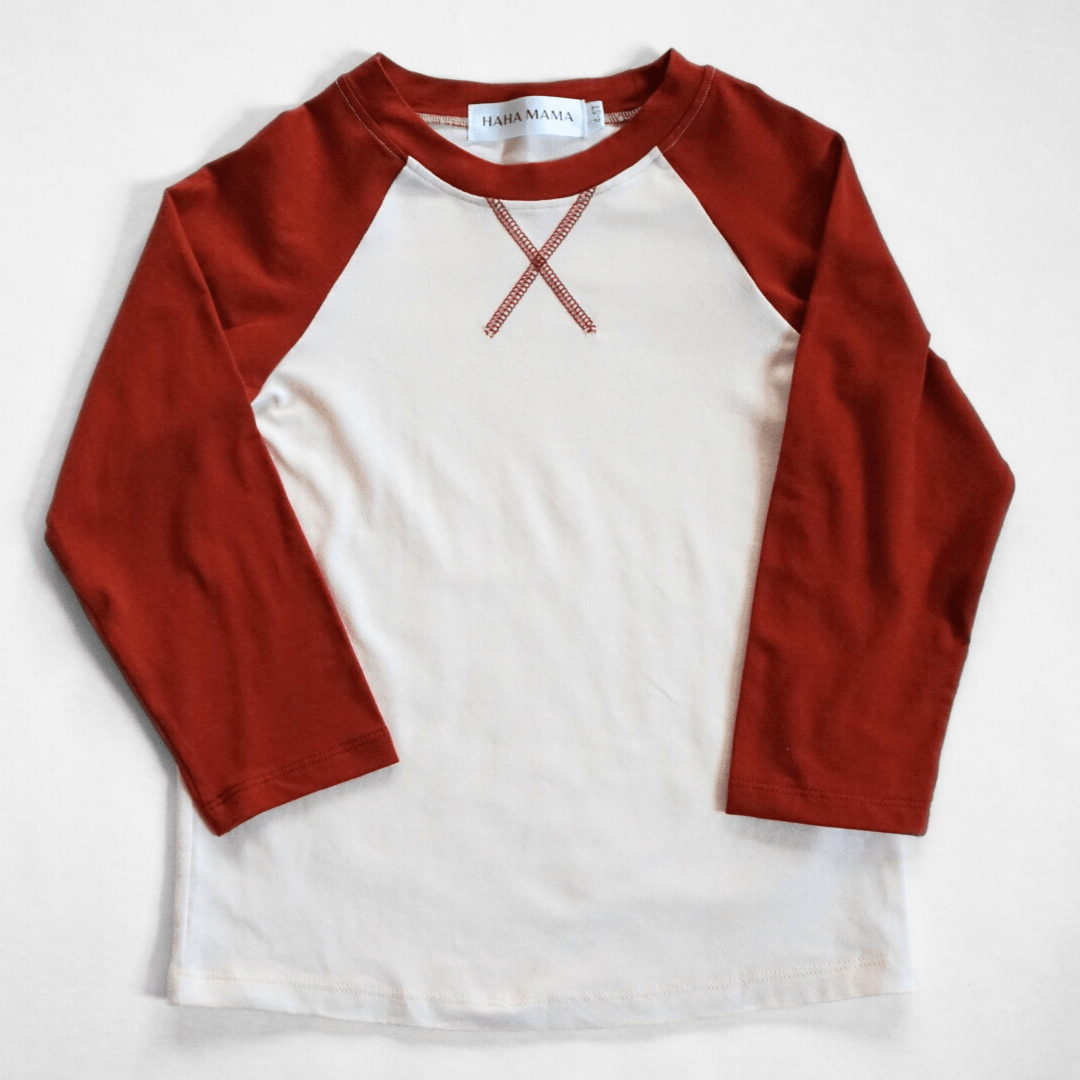 Raglan Baseball Tee Rust - Child - HAHA MAMA Clothing