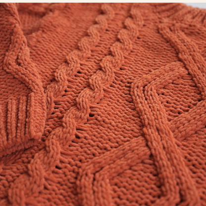 Rust Cable Knit Sweater- Women