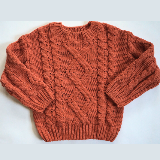 Rust Cable Knit Sweater- Child