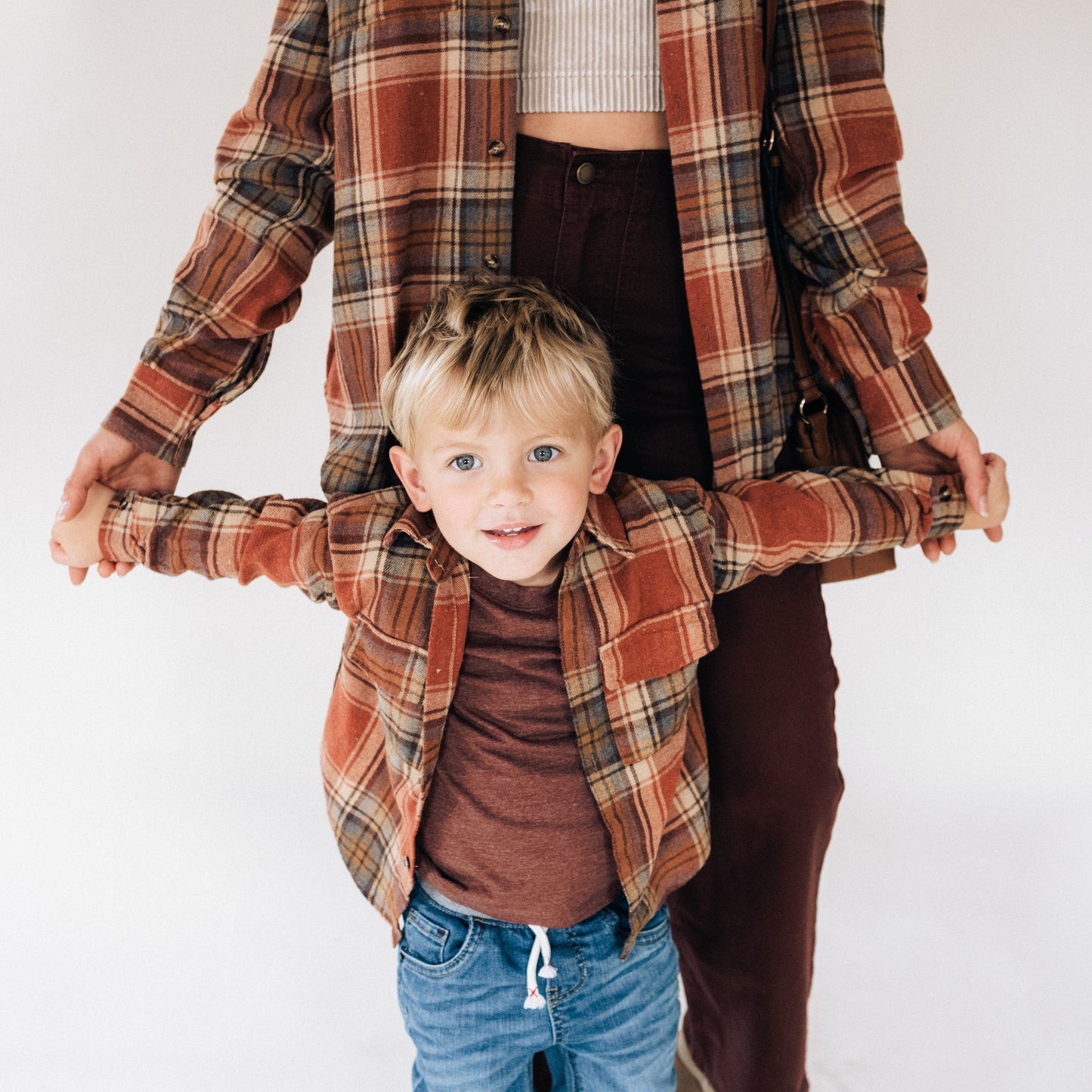 Lightweight Rust Flannel- Adult & Son