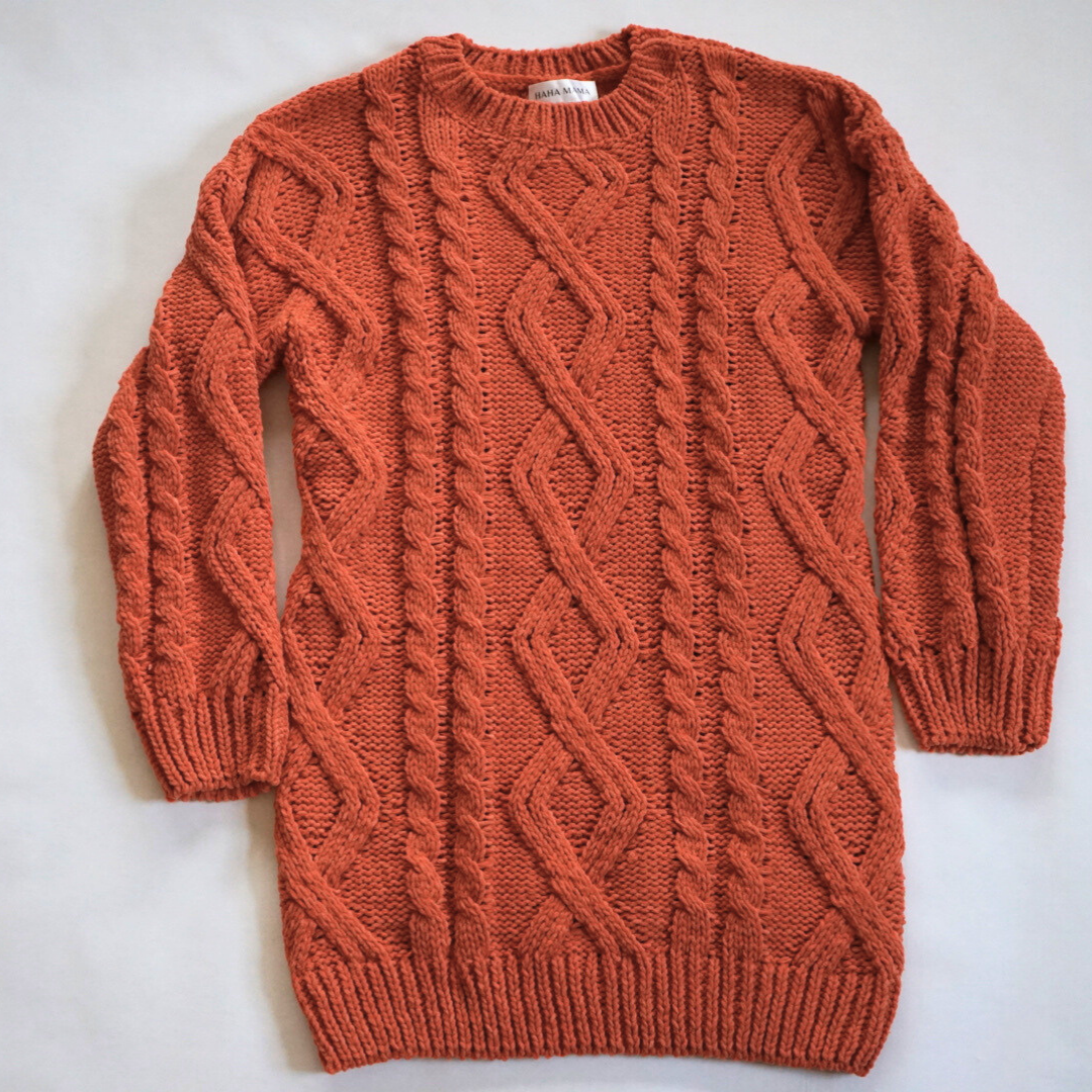 Rust Cable Knit Sweater- Women