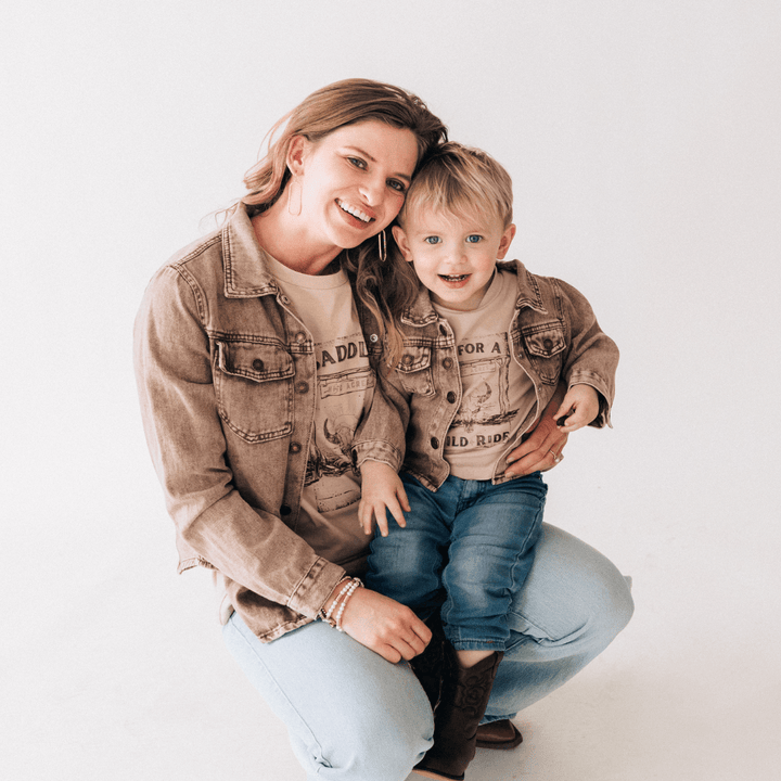 Brown Denim Jacket - Child Dallas Orders - HAHA MAMA Clothing