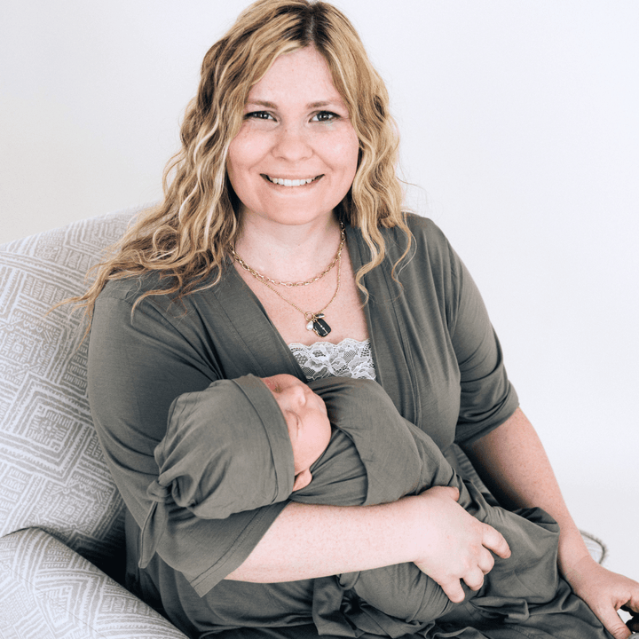 Sage Green Maternity Delivery Gown & Matching Swaddle - HAHA MAMA Clothing