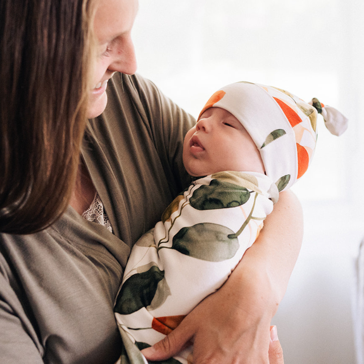 Sage Green Maternity Delivery Gown & Leafy Swaddle