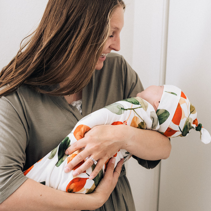 Sage Green Maternity Delivery Gown & Leafy Swaddle