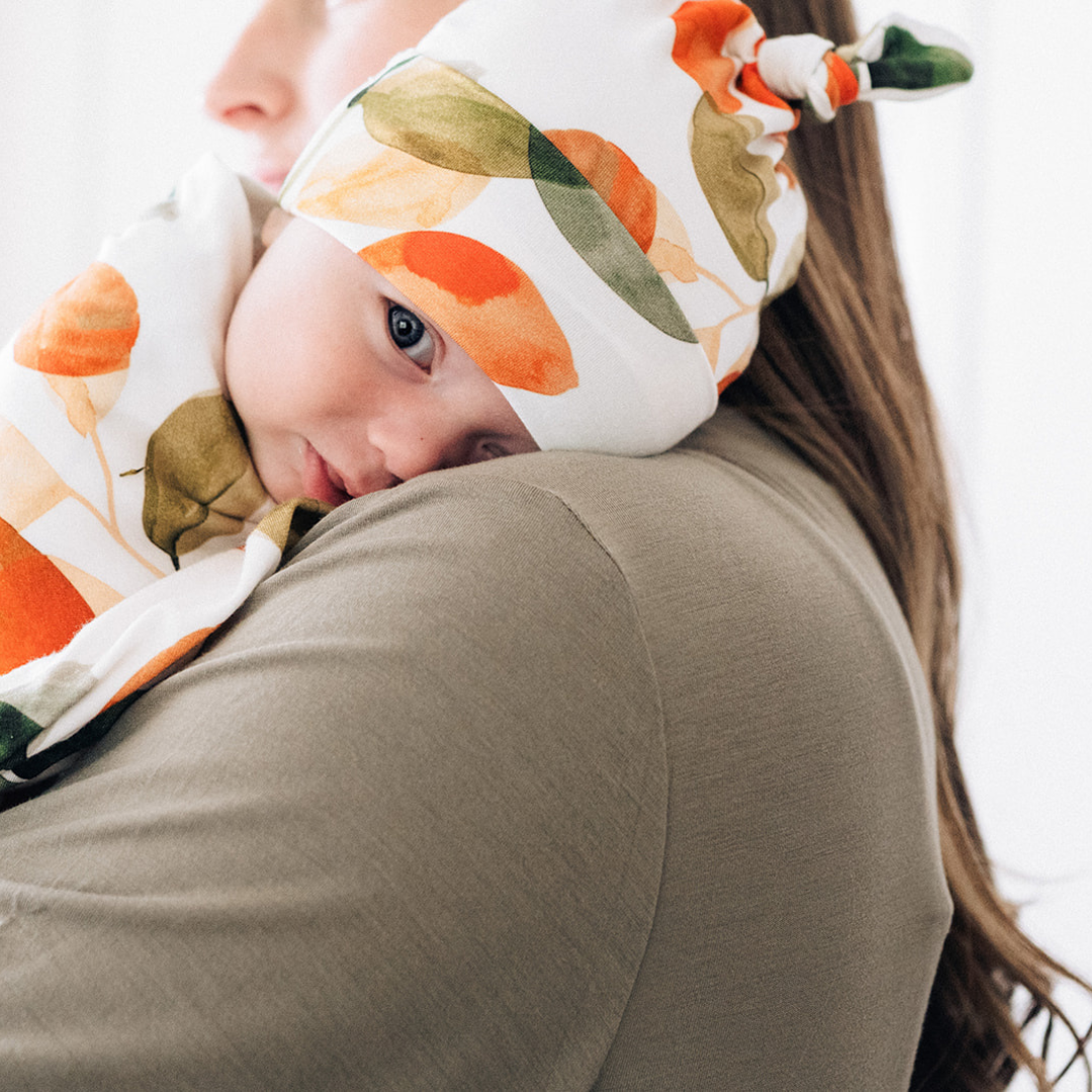 Sage Green Maternity Delivery Gown & Leafy Swaddle