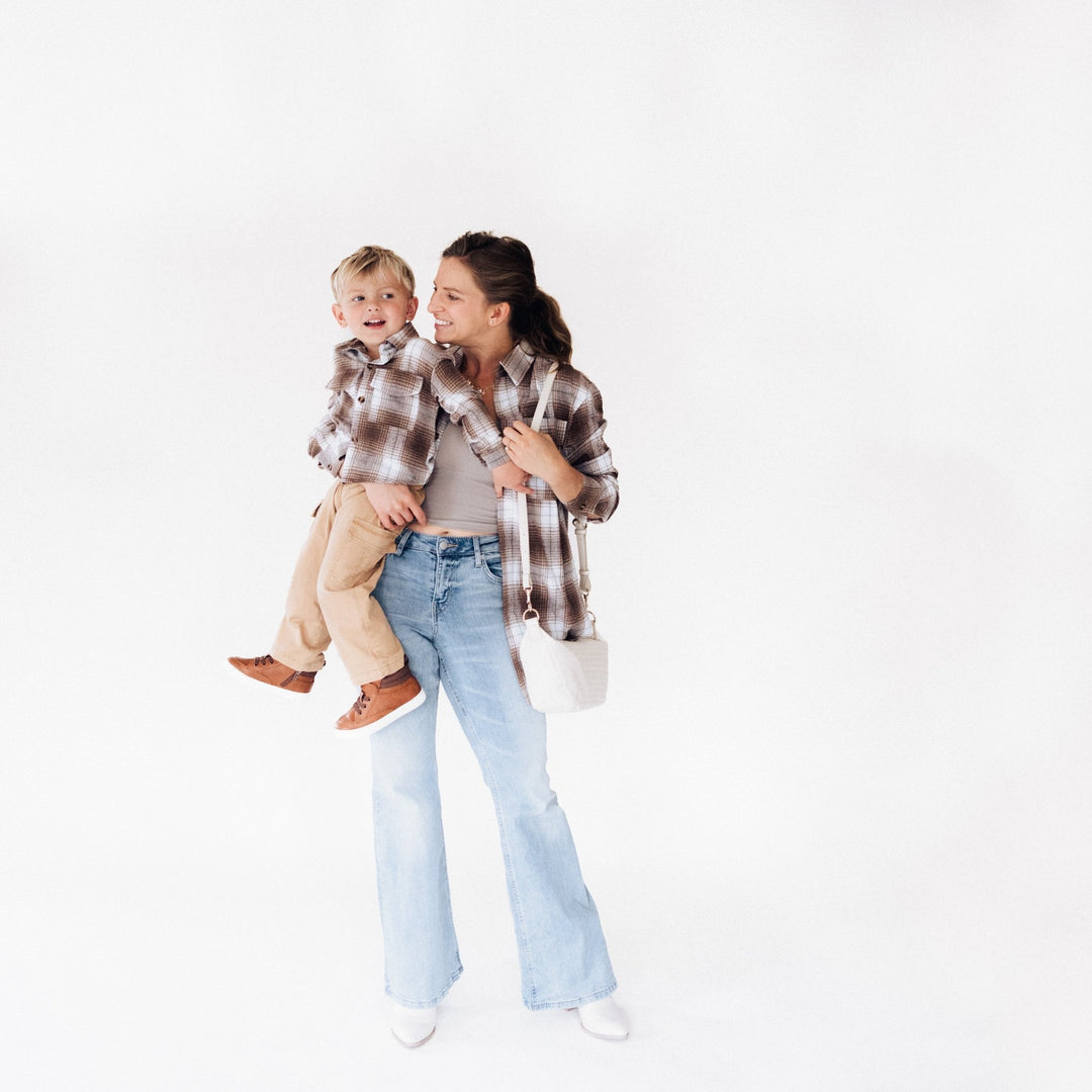 Lightweight Brown Flannel - Adult & Son - HAHA MAMA Clothing