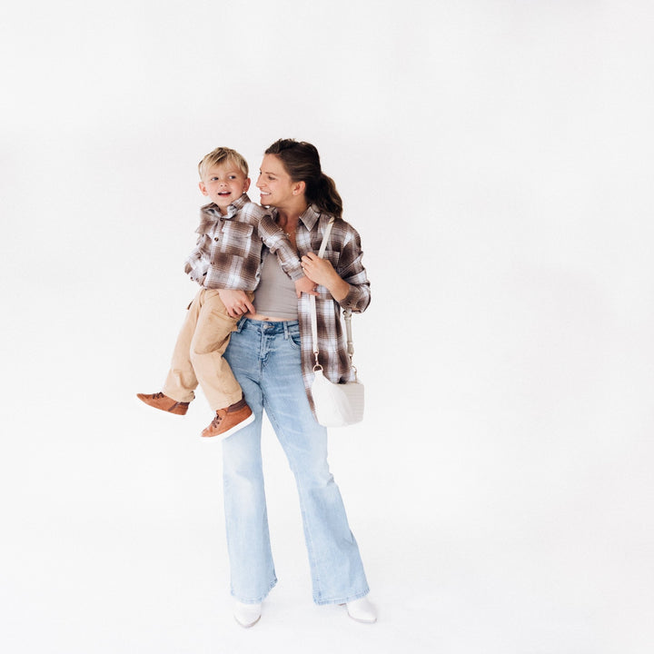 Lightweight Brown Flannel - Adult & Son - HAHA MAMA Clothing