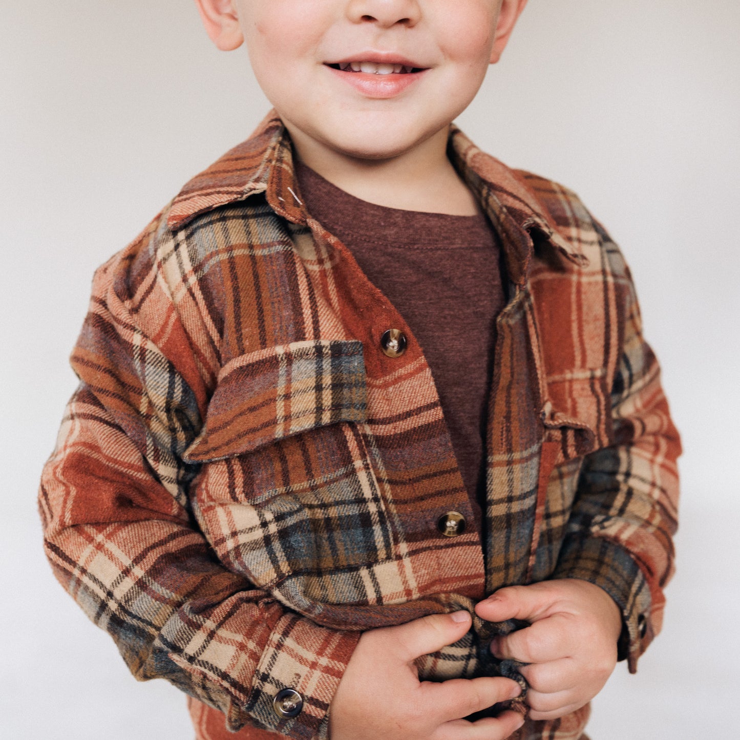 Lightweight Rust Flannel- Adult & Son