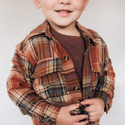 Lightweight Rust Flannel- Adult & Son