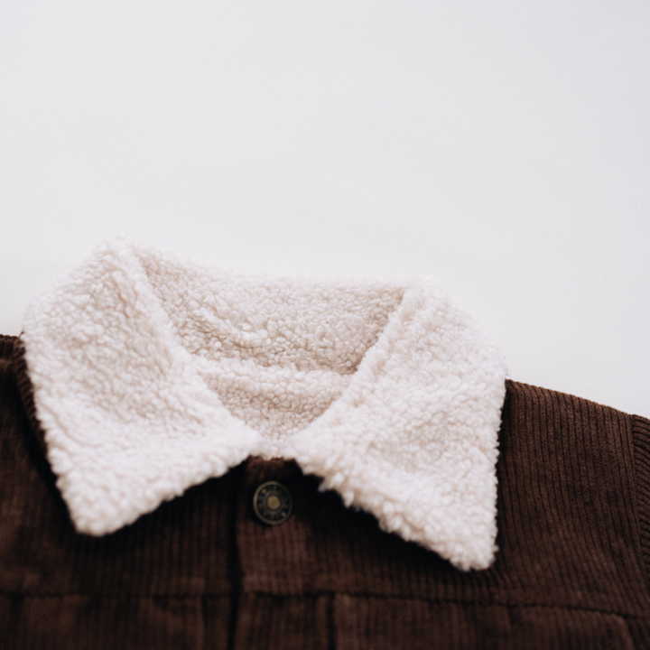 Sherpa Collar Coffee Brown Corduroy Jacket-Child