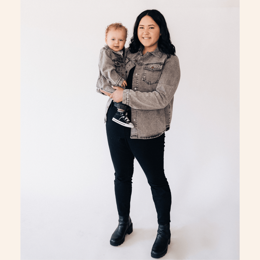 Silver Gray Denim Jacket - Women - HAHA MAMA Clothing