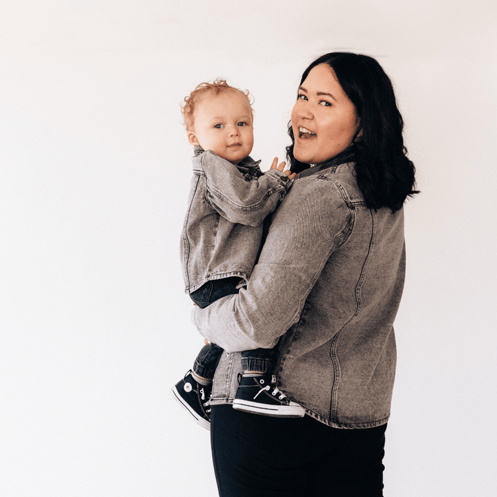 Silver Gray Denim Jacket - Infant - HAHA MAMA Clothing