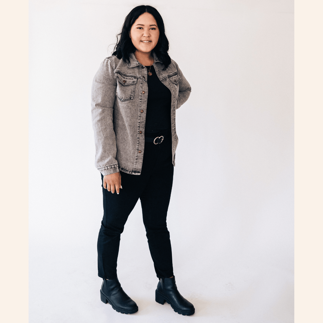 Silver Gray Denim Jacket - Women - HAHA MAMA Clothing