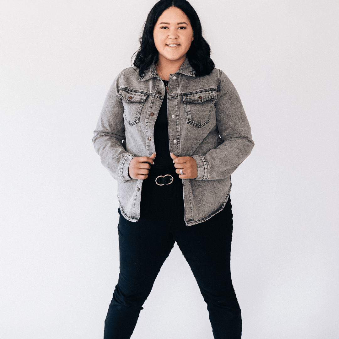 Silver Gray Denim Jacket - Women - HAHA MAMA Clothing