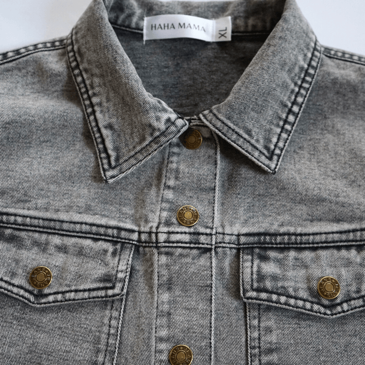 Silver Gray Denim Jacket - Infant - HAHA MAMA Clothing