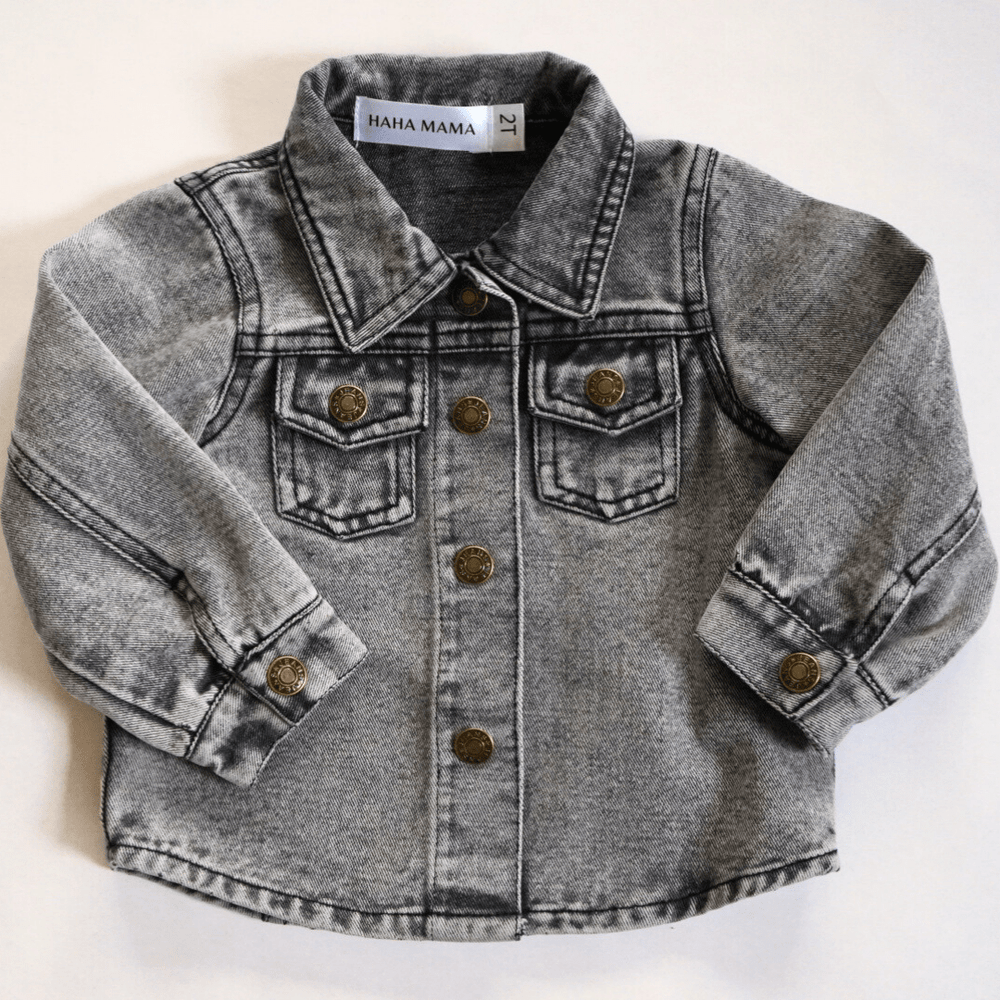 Silver Gray Denim Jacket - Infant - HAHA MAMA Clothing