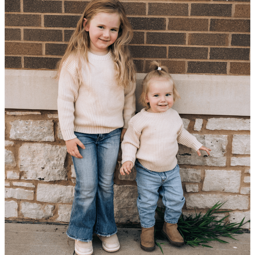 Oatmeal Knit Pullover Sweater- Child - HAHA MAMA Clothing