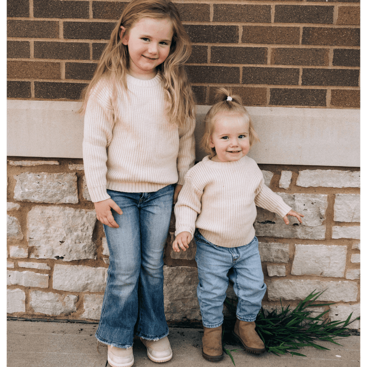 Oatmeal Knit Pullover Sweater- Child - HAHA MAMA Clothing