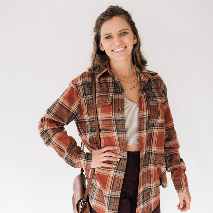 Lightweight Rust Flannel - Adult - HAHA MAMA Clothing