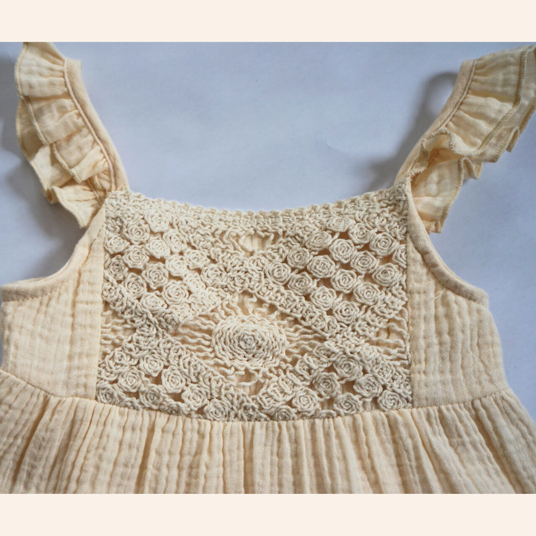 Soft White Crochet Mommy & Me Dress - Child