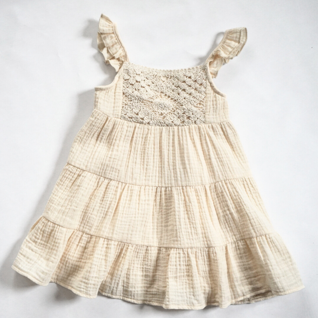 Soft White Crochet Mommy & Me Dress - Child