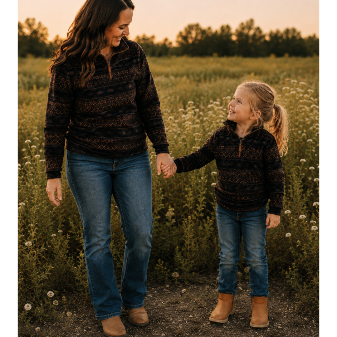 Brown Sherpa Aztec Mommy & Me Sweaters