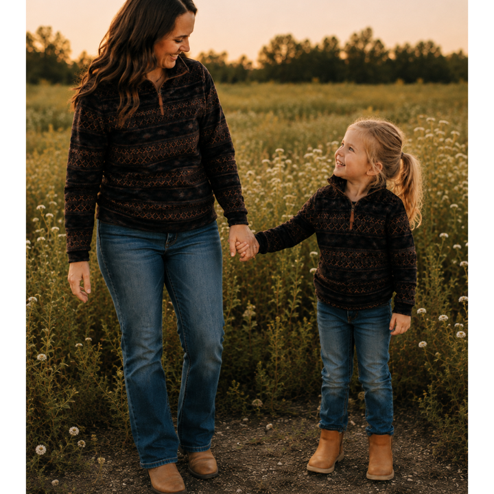 Brown Sherpa Aztec Mommy & Me Sweaters