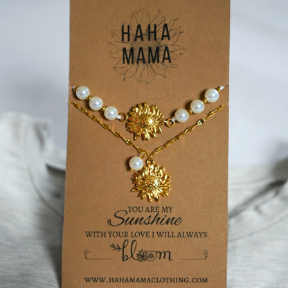 Mommy and Me Sunflower Necklace & Bracelet Set