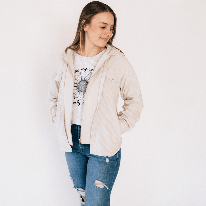 Textured Khaki Jacket - Women - HAHA MAMA Clothing