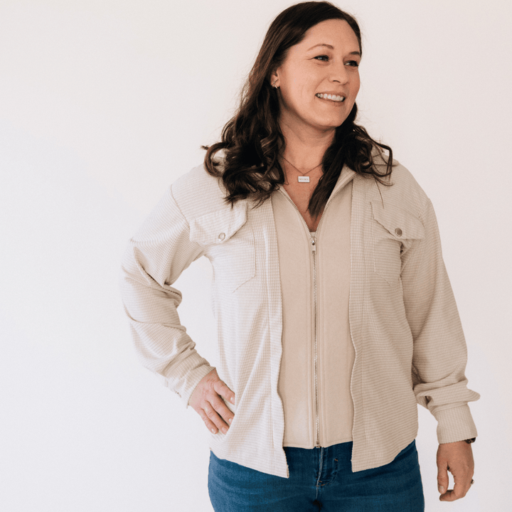 Textured Khaki Jacket - Women - HAHA MAMA Clothing