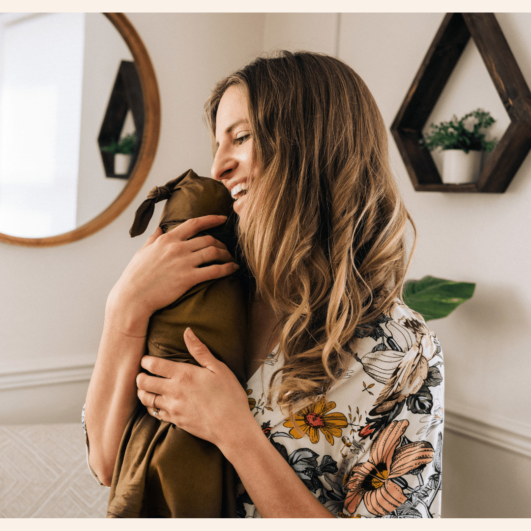 Vintage Floral Maternity Delivery Gown & Olive Green Swaddle - HAHA MAMA Clothing